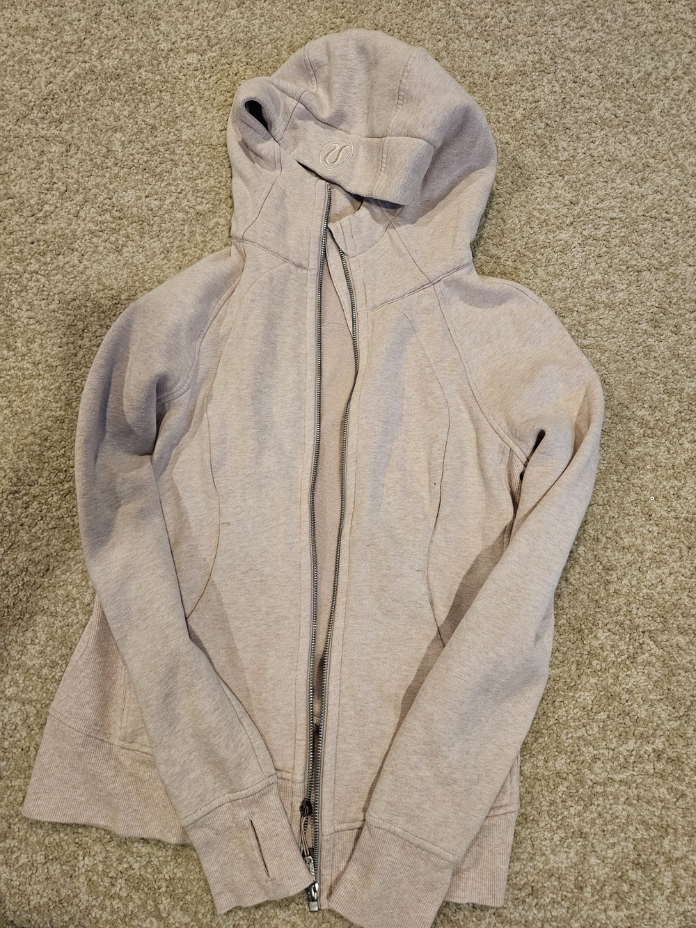 Lululemon Light Pink Scuba Zip-Up  Hooded Sweatshirt Size 6